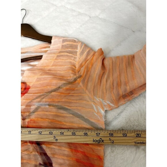 Soft Surroundings Ruffled Blouse Floral Print 3/4 Sleeve Sz Medium Tunic Length - Picture 7 of 8